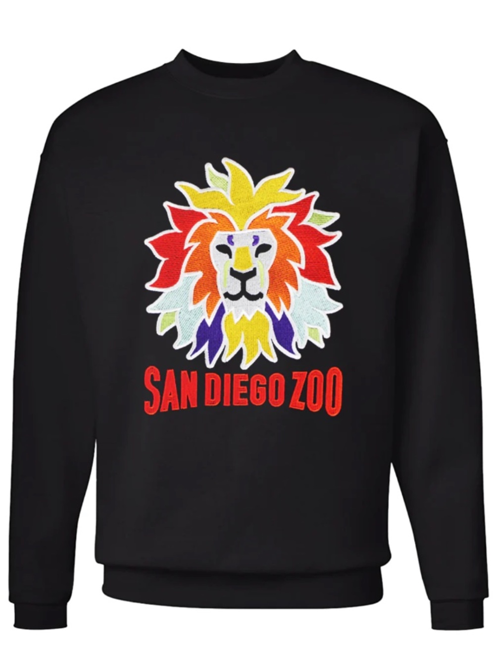 San Diego Zoo Colorful Lion Appliqué Sweatshirt – Black – Size Small